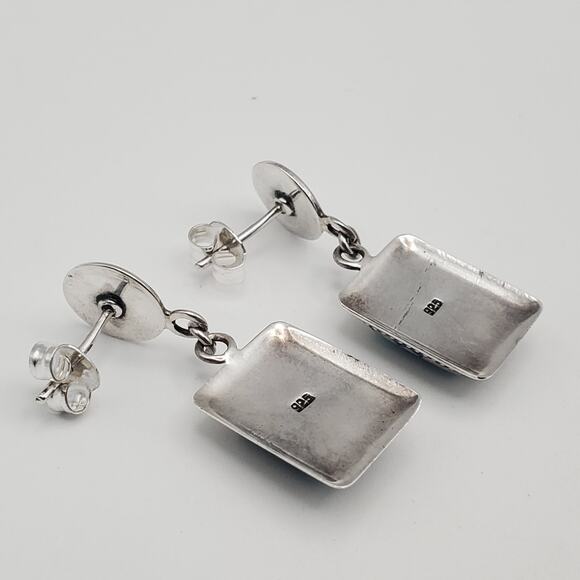 Sterling Silver 925 Sky Blue Chalcedony Dangle Earrings Vintage - Picture 4 of 10